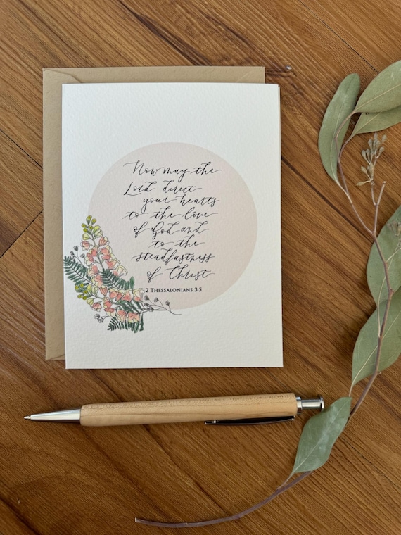 Floral Christian Greeting Card • 2 Thessalonians 3:5 Scripture