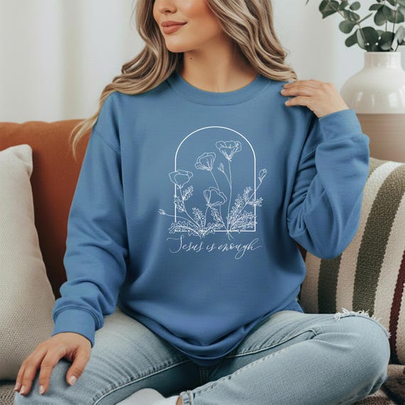 Jesus is Enough • Comfort Colors® Christian Floral Sweatshirt