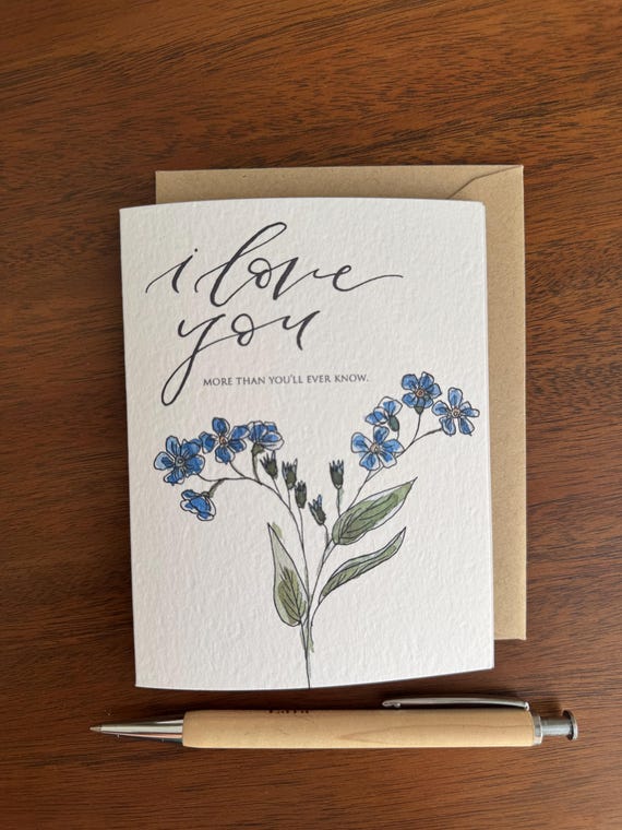 Floral Watercolor Greeting Card: I Love You, Italian Paper