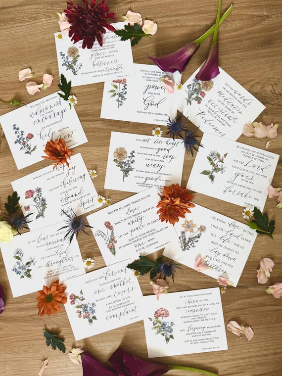 Women in Ministry Floral Scripture Memory Cards • Watercolor and Calligraphy on Italian Paper
