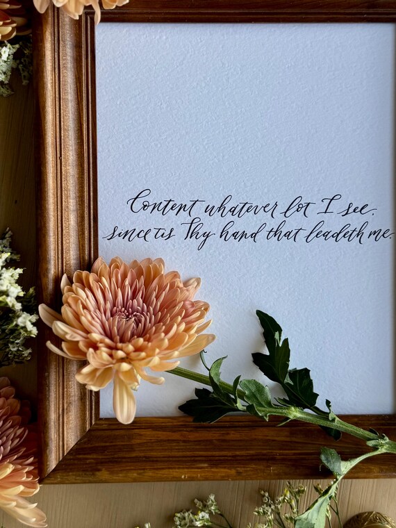 He Leadeth Me Hymn Quote : Calligraphy On Italian Cotton Paper, Christian Art Print