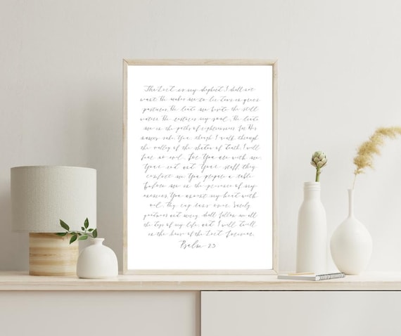 11x14" Psalm 23 Italian Paper Scripture Print in Calligraphy