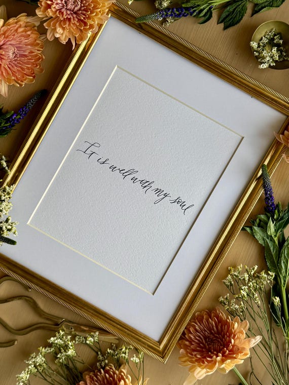 It Is Well With My Soul Hymn Print: Calligraphy on Italian Paper Christian Art