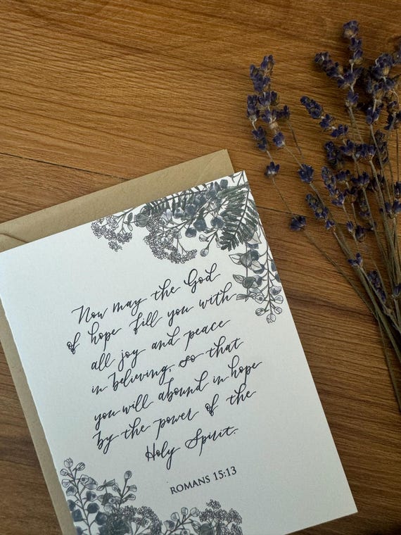 Floral Watercolor Scripture Greeting Card • Roman’s 15:13