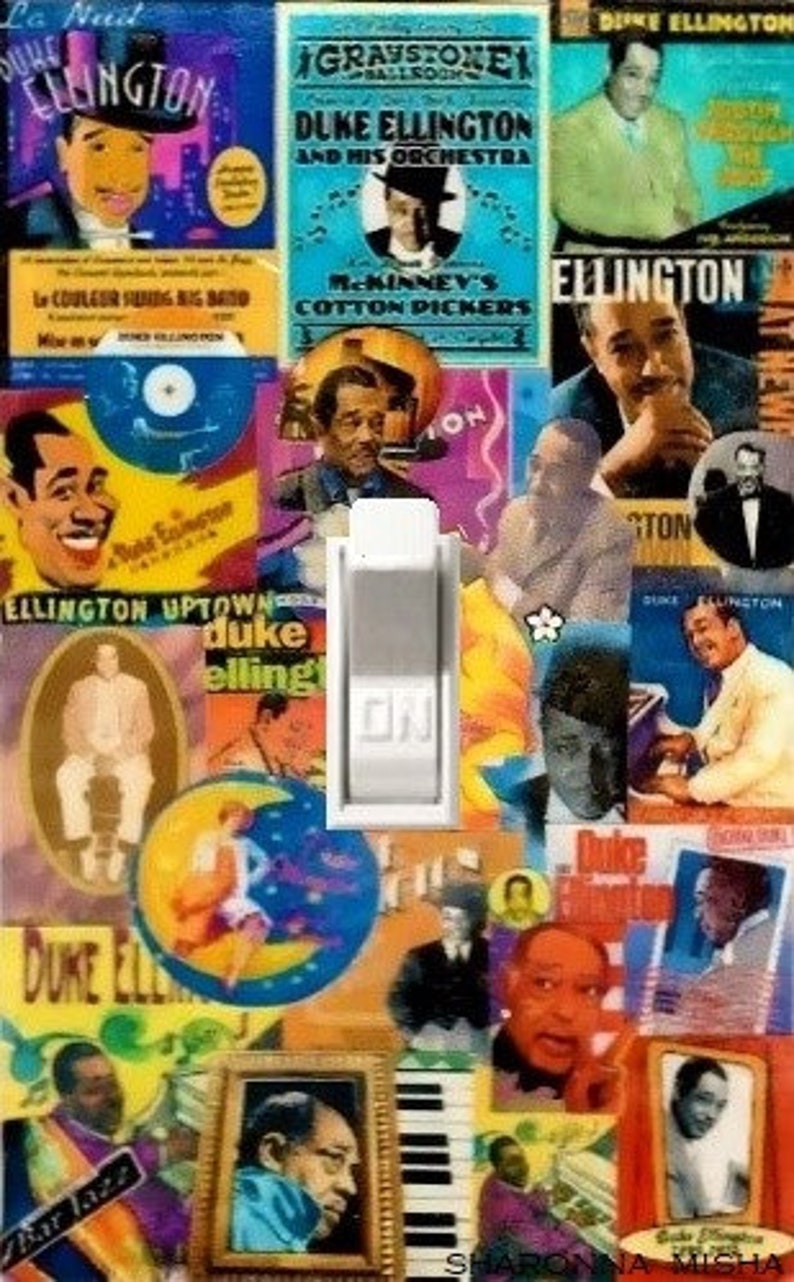 Original Billie Holiday Louis Armstrong Ella Fitzgerald Duke Ellington Bessie Smith Josephine Baker Switch Plate SwitchPlate Collage Art 40s Duke Ellington