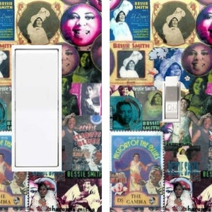 Original Billie Holiday Louis Armstrong Ella Fitzgerald Duke Ellington Bessie Smith Josephine Baker Switch Plate SwitchPlate Collage Art 40s Bessie Smith