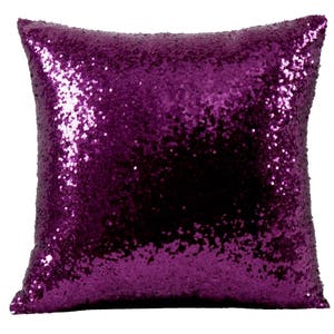 Glam Sequin Pillow Cover Purple Pink Blue Silver Aqua Rose Gold Shiny Mermaid Decorative Sham Dorm Room Photo Booth Wedding Decor Party Prop Pair 2 Purples