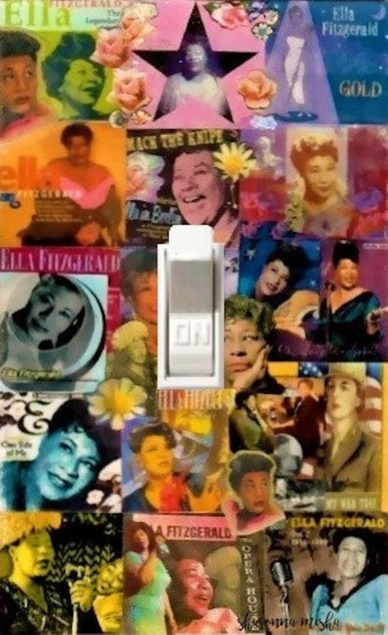 Original Billie Holiday Louis Armstrong Ella Fitzgerald Duke Ellington Bessie Smith Josephine Baker Switch Plate SwitchPlate Collage Art 40s Ella Fitzgerald