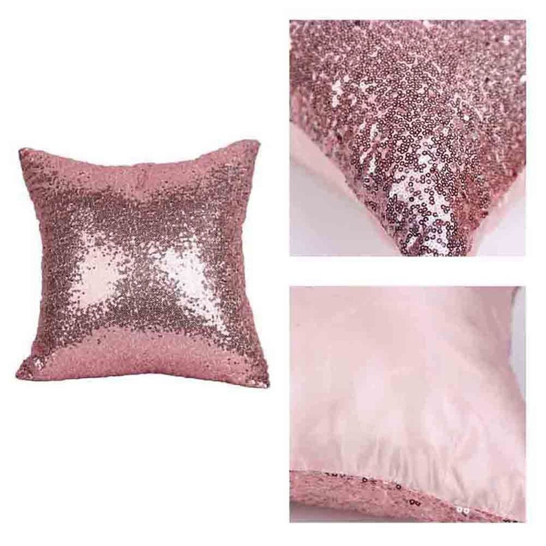 Glam Sequin Pillow Cover Purple Pink Blue Silver Aqua Rose Gold Shiny Mermaid Decorative Sham Dorm Room Photo Booth Wedding Decor Party Prop Pink