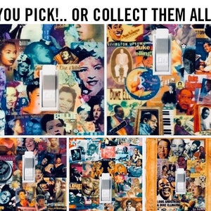 Original Billie Holiday Louis Armstrong Ella Fitzgerald Duke Ellington Bessie Smith Josephine Baker Switch Plate SwitchPlate Collage Art 40s