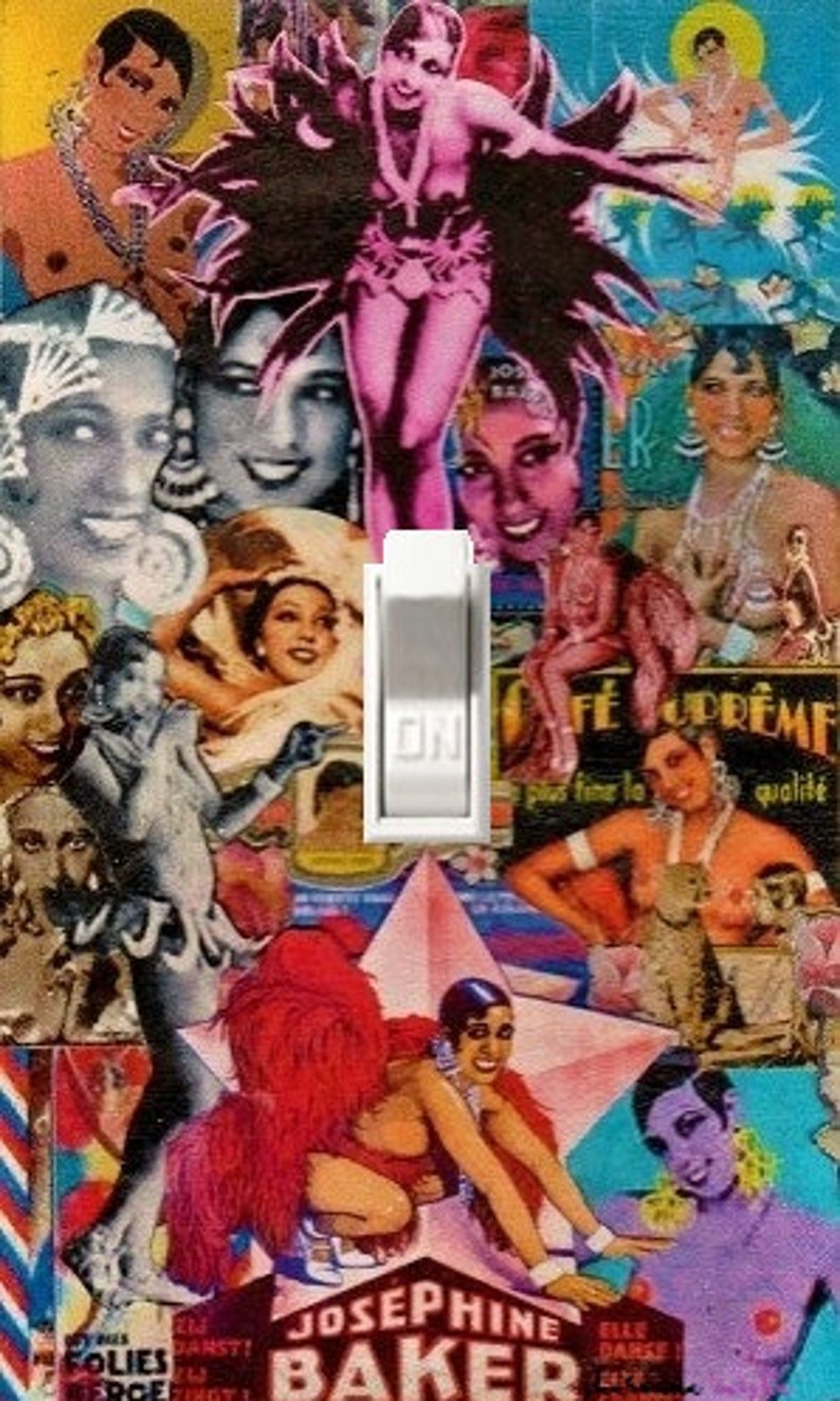 Original Billie Holiday Louis Armstrong Ella Fitzgerald Duke Ellington Bessie Smith Josephine Baker Switch Plate SwitchPlate Collage Art 40s Josephine Baker