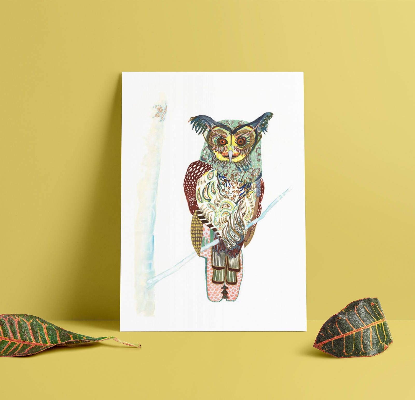 OWL // home decor// Art Print// boho // owl art // wall art Etsy