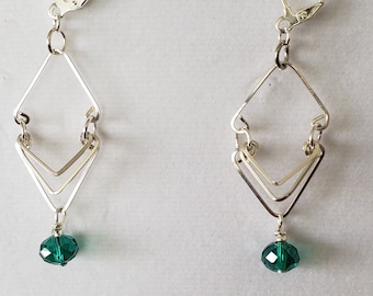 Sterling Silver Drop Earrings with Swarovski Crystal