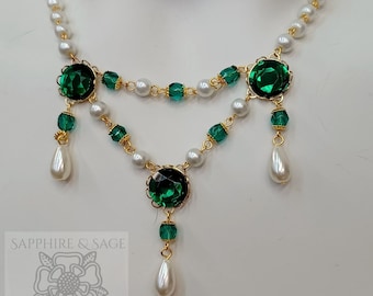 PICK YOUR COLORS: Lillian Renaissance Necklace, Medieval Necklace, Victorian Necklace, Elizabethan Tudor Necklace for Faire Dress Gown