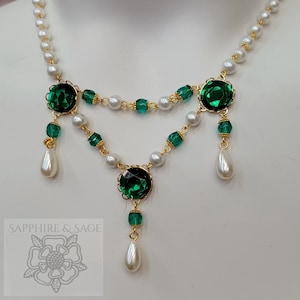 PICK YOUR COLORS: Lillian Renaissance Necklace, Medieval Necklace, Victorian Necklace, Elizabethan Tudor Necklace for Faire Dress Gown