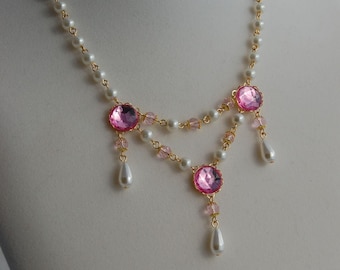 PICK YOUR COLORS: Lillian Renaissance Necklace, Medieval Necklace, Victorian Necklace, Elizabethan Tudor Necklace for Faire Dress Gown
