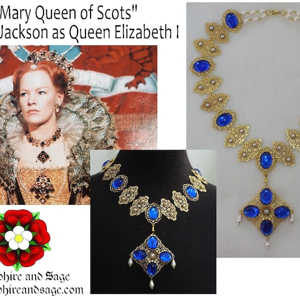 PICK YOUR COLORS: "Mary Queen of Scots" Movie-inspired Repro Necklace, Renaissance Medieval Victorian Elizabethan Tudor for Faire Dress Gown