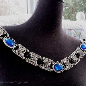 PICK YOUR COLOR: 45-50&quot;, &quot;Edward&quot; Medieval Renaissance Tudor Elizabethan Livery Chain Collar for Faire Doublet Jerkin King, Black Pearls