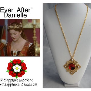 Danielle de Barbarac -inspired &quot;Ever After&quot; Movie Pendant Medieval Necklace Elizabethan Tudor Necklace for Faire Festival Wedding Dress Gown