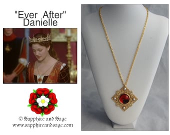 Danielle de Barbarac -inspired &quot;Ever After&quot; Movie Pendant Medieval Necklace Elizabethan Tudor Necklace for Faire Festival Wedding Dress Gown