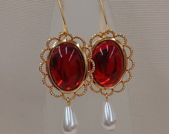 Pendientes renacentistas "Diana" hechos a mano: época medieval isabelina Tudor