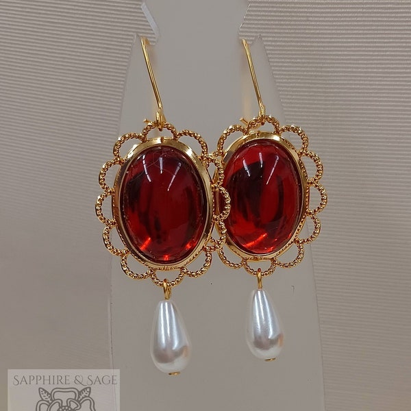 PICK YOUR COLOR: "Diana" Renaissance Earrings, Medieval Elizabethan Tudor Earrings, Faire Theater Cosplay Dress Gown