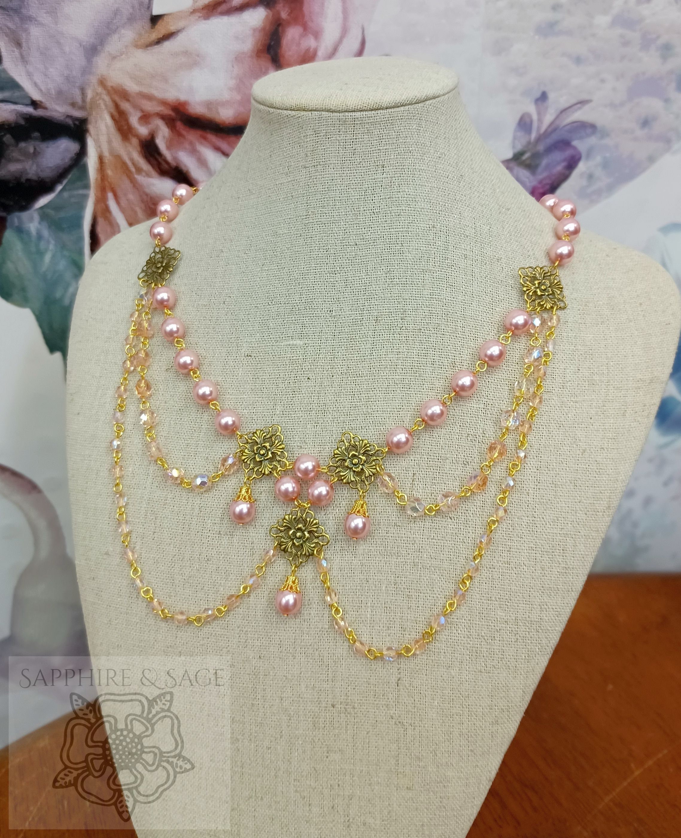 PICK COLOR: Josephine Renaissance Necklace, Medieval Necklace, Victorian Necklace, Elizabethan Necklace, Tudor Necklace Faire SCA Dress Gown