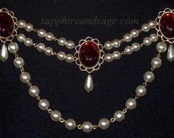 PICK YOUR COLOR: "Diana" Renaissance Bodice Jewellery Jewelry Medieval Elizabethan Tudor Bodice Jewelry, Faire Theater Wedding Dress Gown