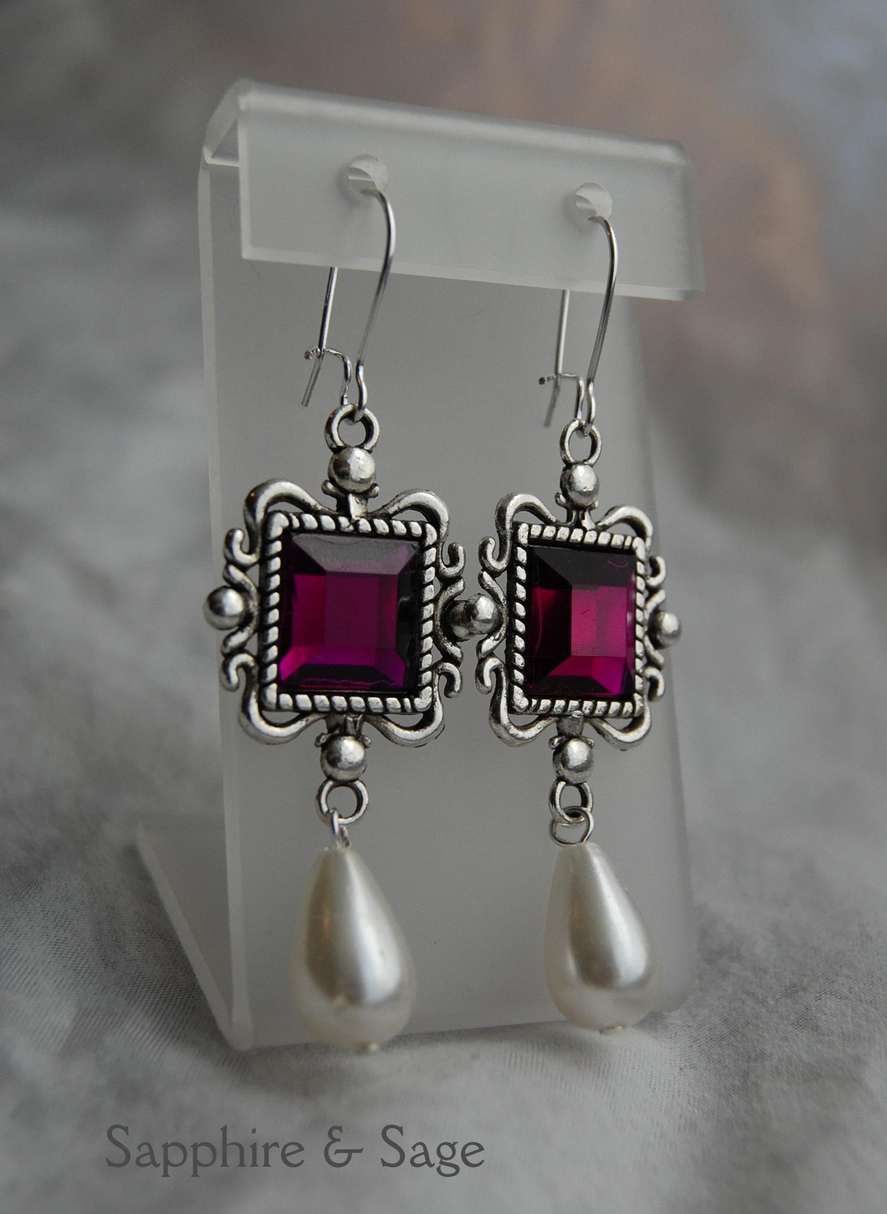 PICK YOUR COLOR: "Erynne" Renaissance Earrings, Medieval Elizabethan Tudor Earrings, for Faire Halloween Cosplay Game of Thrones Dress Gown