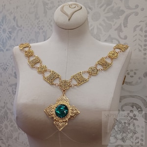 PICK YOUR COLOR: 55-60&quot;, &quot;Maddox Medallion&quot; Medieval Renaissance Tudor Livery Chain Faire Wedding Dress Gown Doublet Jerkin King Queen