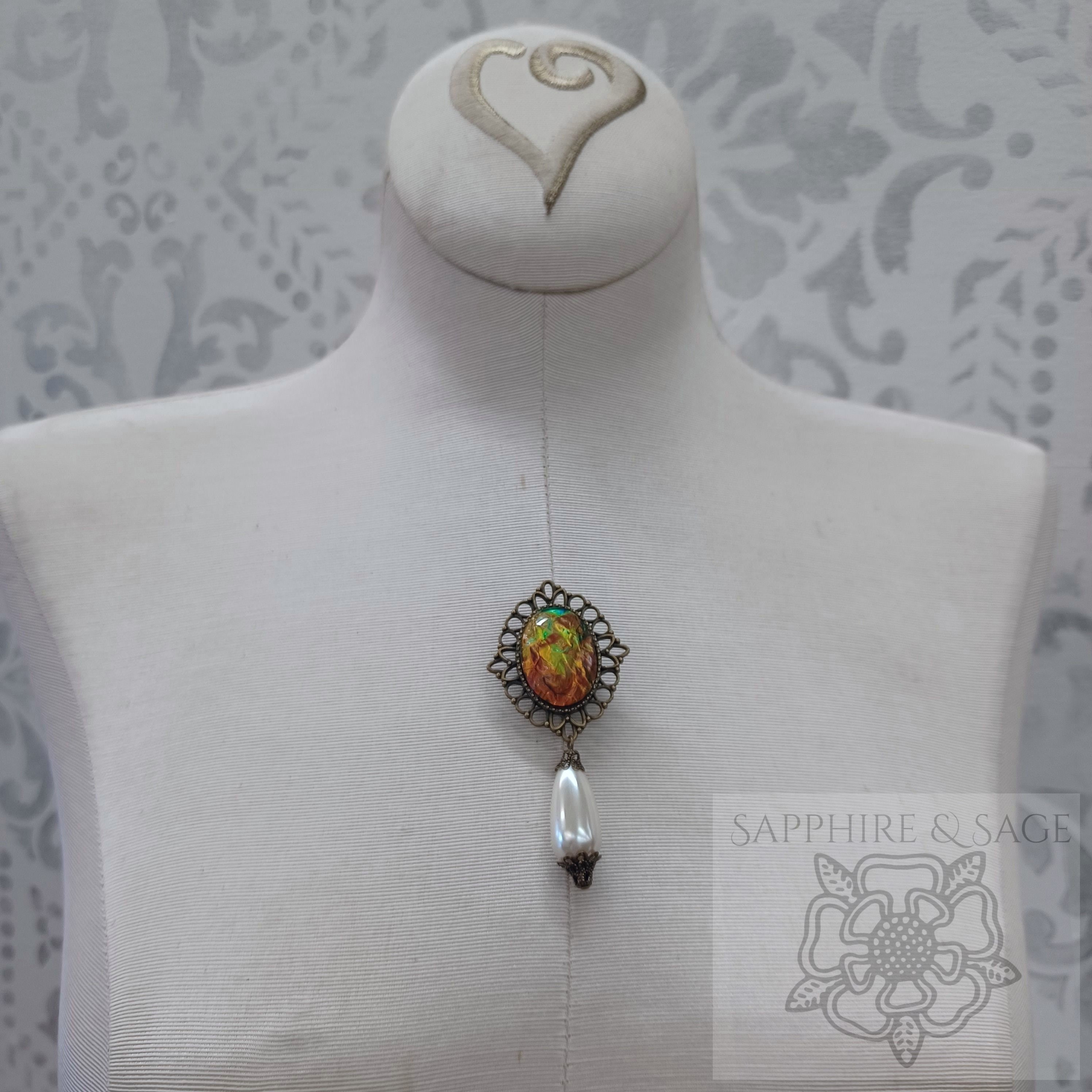 Dragonscale "Elinor" Renaissance Brooch Pin, Medieval, Victorian, Elizabethan, Tudor for Faire Bodice Dress Gown