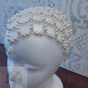 PICK YOUR COLOR: &quot;Diana&quot; &quot;Diana&quot; Reta Lattice Pearl Renaissance Medieval Elizabethan Tudor Headpiece
