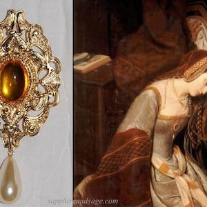 PICK YOUR COLOR: "Anne in the Tower" Anne Boleyn Portrait Replication Renaissance Brooch Pin Elizabethan Tudor Faire Bodice Dress Gown