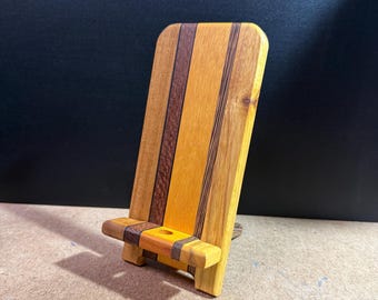 Hardwood Cellphone Holder (with Charging Port) - Teak, Leopardwood, Osage Orange, Canarywood
