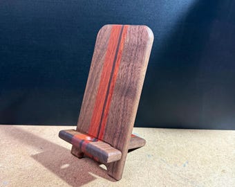 Hardwood Cellphone Holder (with Charging Port) - Bloodwood and Black Walnut