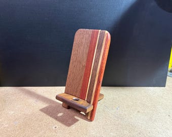 Hardwood Cellphone Holder (with Charging Port) - Bloodwood, Black Walnut, Ash