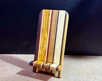 Hardwood Cellphone Holder (with Charging Port) - Canarywood, Padauk, Peruvian Walnut, Ash