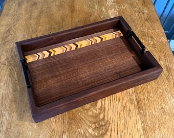 Walnut Serving Board w/ Herringbone Strip