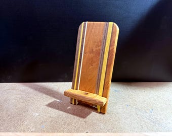 Hardwood Cellphone Holder (with Charging Port) - Cherry, Yellowheart, Walnut