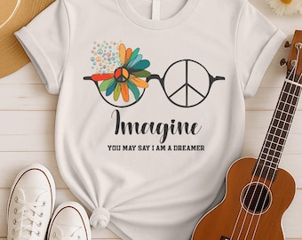 Imagine Peace Tshirt – Vintage Rock Shirts for Music Teacher Gift and 70s Rock Gifts