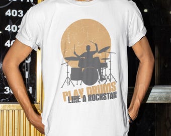 Drummer Rock and Roll Tshirt – Gift for Percussionist, Drum Teacher, Drummer Dad