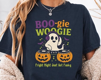 Fright Night Halloween Funny DJ Shirt, Cute Ghost Spooky Vibes Tshirt, Boo Halloween Tee