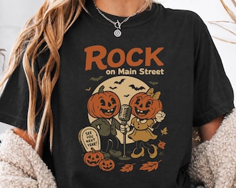 Halloween Music Rock and Roll Distressed Band Tee, Classic Rock Street Singers Shirt