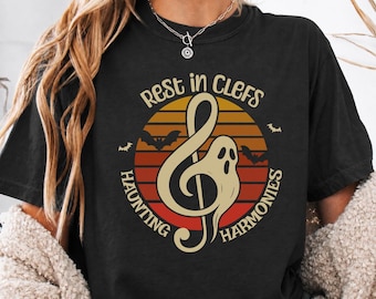 Halloween Music Notes Treble Clef Shirt, Music Symbol Fright Night Concert Tee
