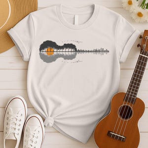 Acoustic Guitar T-Shirt Gift for Guitarist – Vintage Guitar Shirt for Rock Lovers, Guitar Players, and Music Fans | Unisex Guitar Lover Tee