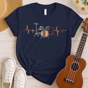 Drumming Gifts, Drummer Gift T-Shirt, Music Lover Gift for Musicians, Playing Drums Heartbeat, Drummer T-Shirt, Music Shirt, Music Tee