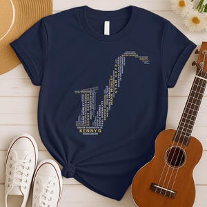 Shirt jazzmuziek - shirt saxofoon - cadeau jazzliefhebber - cadeau jazzmuzikant - muzikale shirts - shirt jazzband - cadeau voor muziekliefhebbers