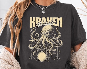 Octopus Funny Drummer Tshirt, Music Humor Gift for Drummer & Percussionist