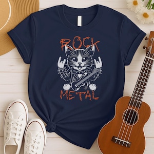 Heavy Metal Cat Shirt, Cat Lover Gift, Cat Guitar Shirt, Rock and Roll Shirt, Guitarist Gift, Cat Dad Tee, Cat Lover Tee, Cat Owner Tee