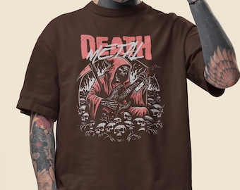 Deathmetal Grim Reaper Shirt – Dark Fantasy Gift for Heavy Metal Lovers & Guitarists